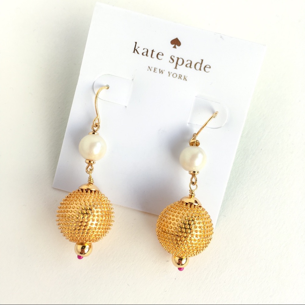 Kate spade pearl gold ball earrings